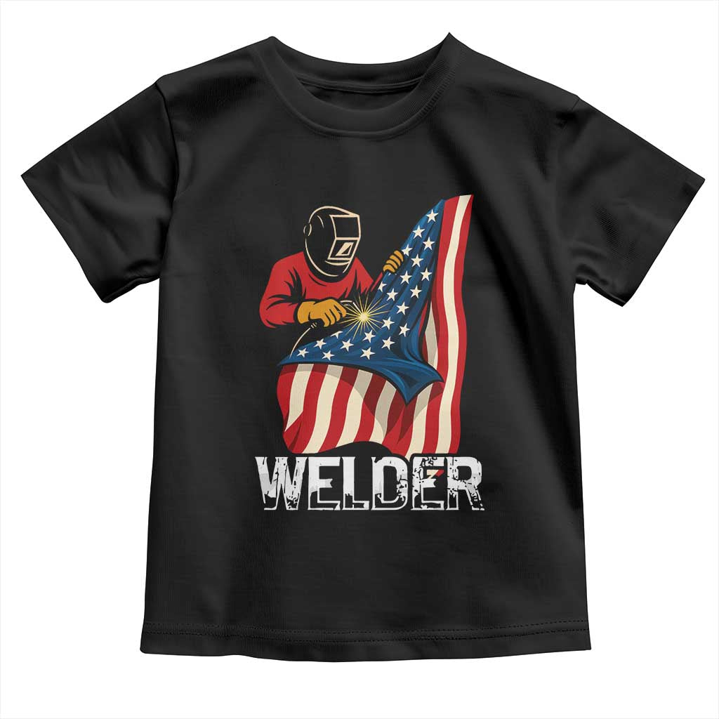 Welder Patriotic American Flag Toddler T Shirt TS14 Black Print Your Wear