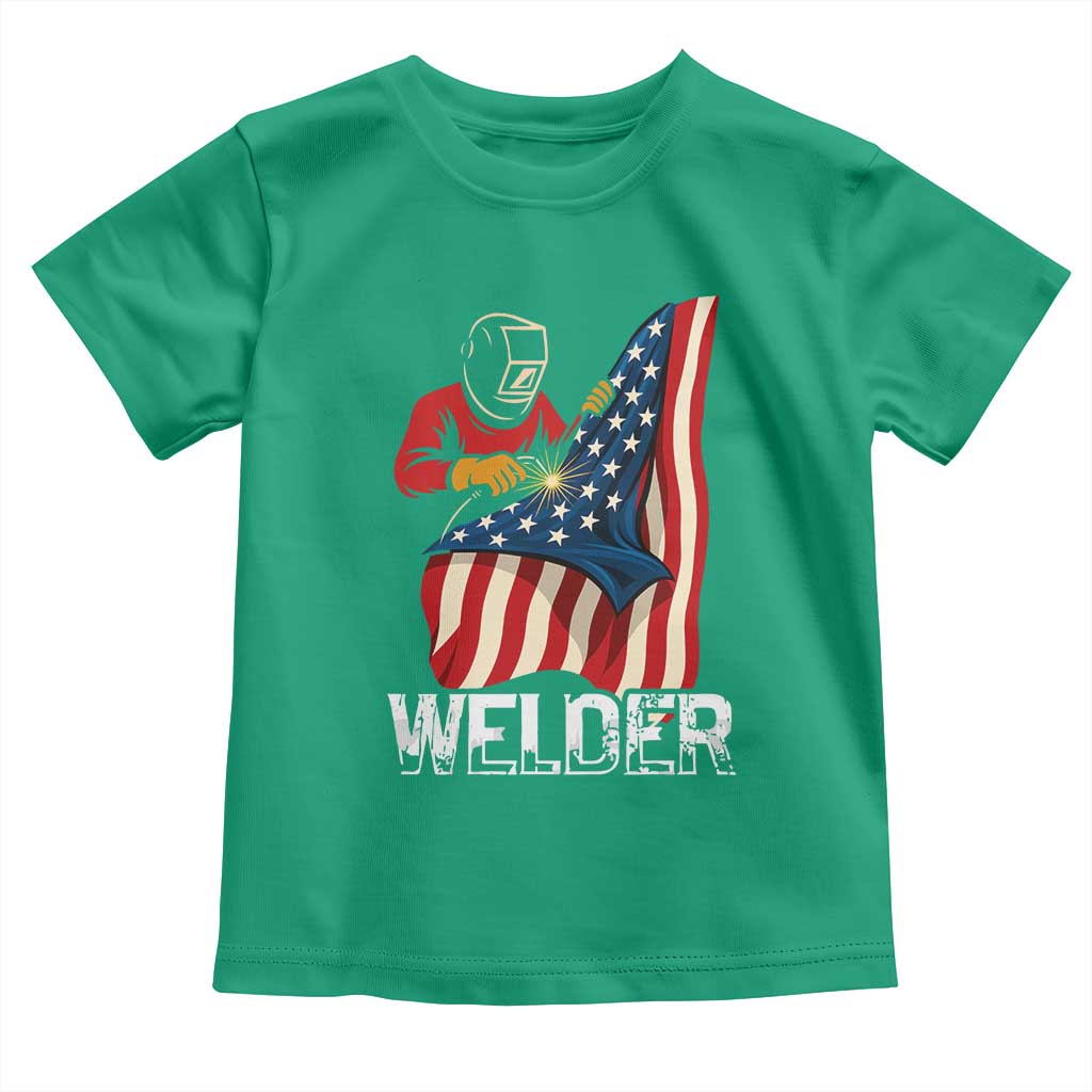 Welder Patriotic American Flag Toddler T Shirt TS14 Irish Green Print Your Wear