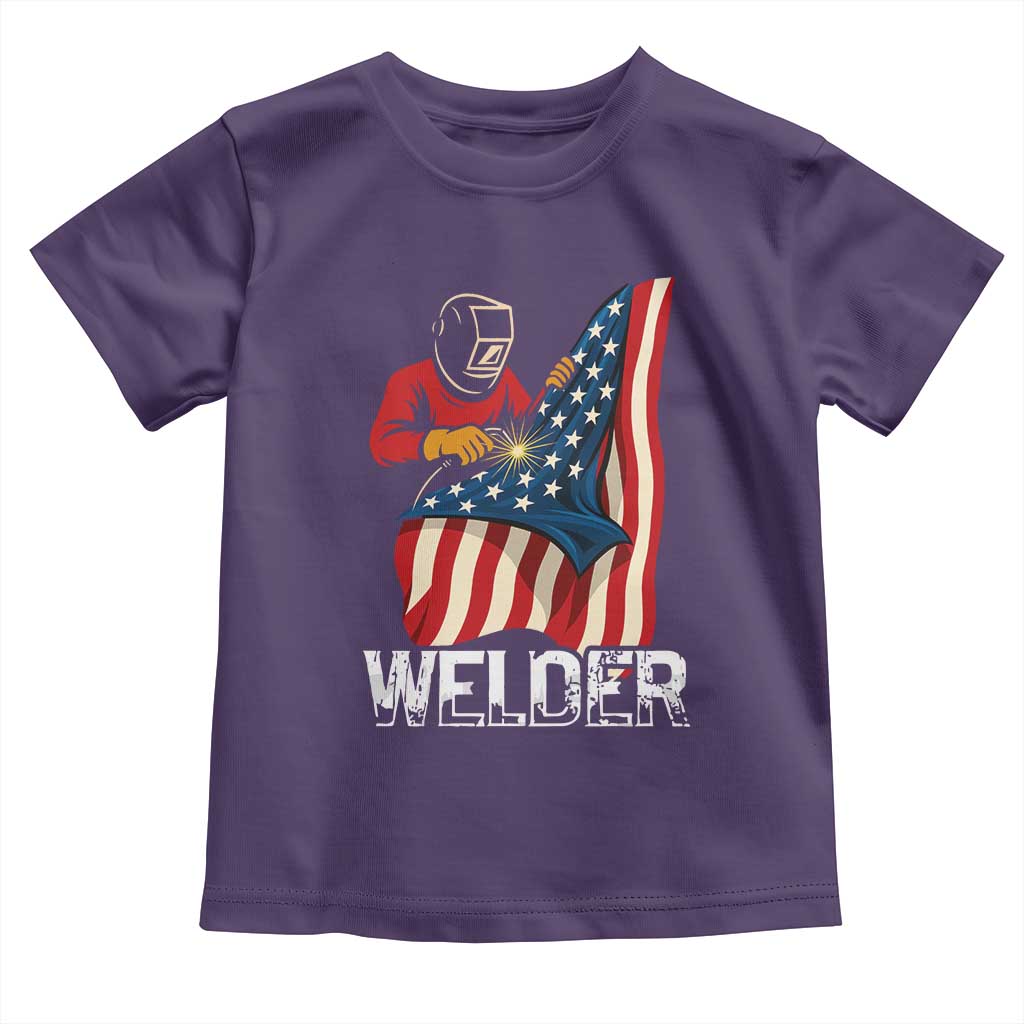Welder Patriotic American Flag Toddler T Shirt TS14 Purple Print Your Wear