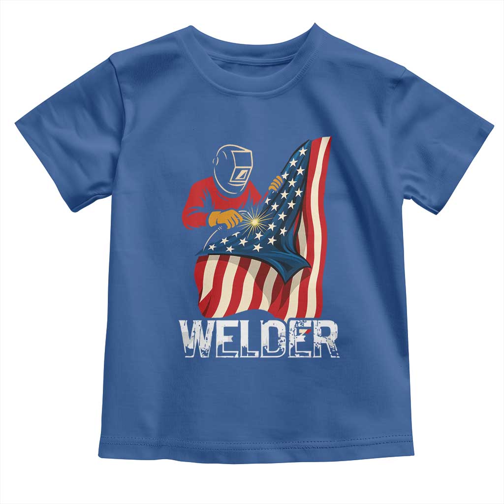 Welder Patriotic American Flag Toddler T Shirt TS14 Royal Blue Print Your Wear