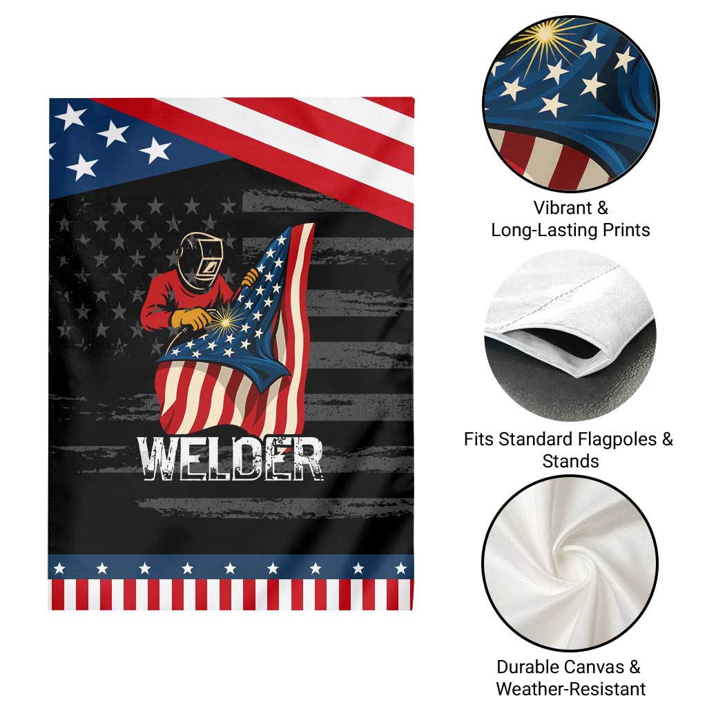 Welder Patriotic American Flag Garden Flag TS14 Print Your Wear