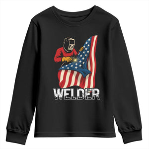 Welder Patriotic American Flag Youth Sweatshirt TS14 Black Print Your Wear