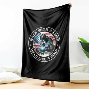 Walk With A Limp Weld Like A Pimp Throw Blanket Funny Welding Welder Patriotic American Flag TS14 Print Your Wear