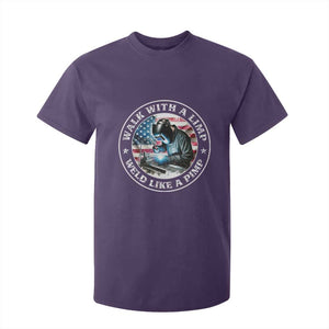 Walk With A Limp Weld Like A Pimp T Shirt For Kid Funny Welding Welder Patriotic American Flag TS14 Purple Print Your Wear