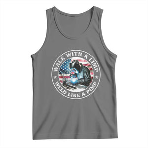 Walk With A Limp Weld Like A Pimp Tank Top Funny Welding Welder Patriotic American Flag TS14 Black Heather Print Your Wear
