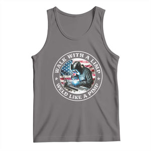 Walk With A Limp Weld Like A Pimp Tank Top Funny Welding Welder Patriotic American Flag TS14 Deep Heather Print Your Wear