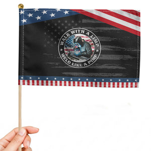 Walk With A Limp Weld Like A Pimp Patriotic Handheld Flag Funny Welding Welder American Flag TS14 Distressed 8.2" × 5.5" Black Blue Print Your Wear