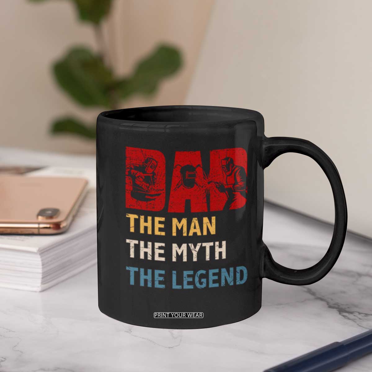 Dad The Man The Myth The Legend Coffee Mug Funny Welder Welding TS14 Print Your Wear