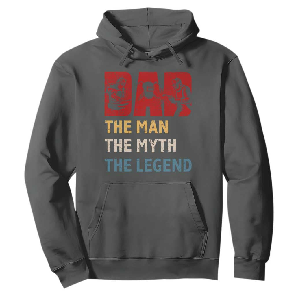 Dad The Man The Myth The Legend Hoodie Funny Welder Welding TS14 Dark Heather Print Your Wear