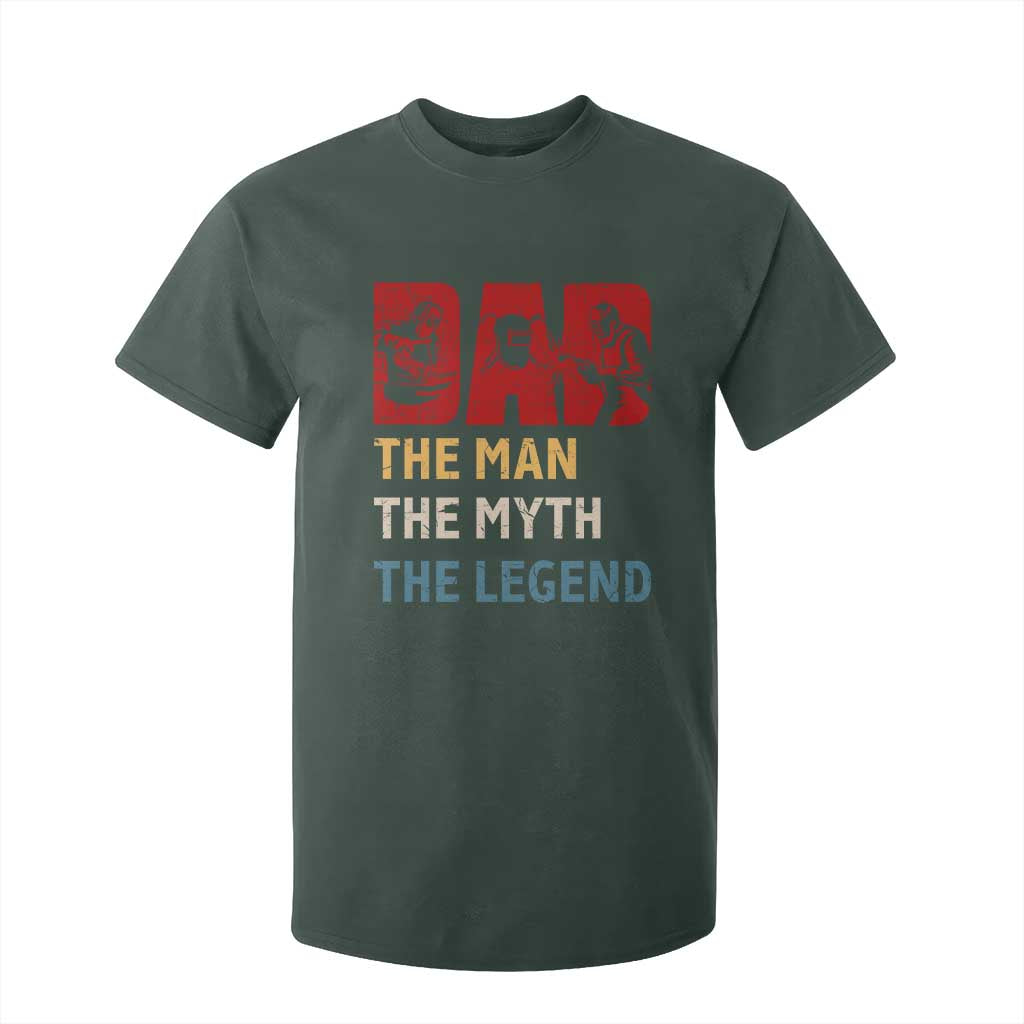 Dad The Man The Myth The Legend T Shirt For Kid Funny Welder Welding TS14 Dark Forest Green Print Your Wear