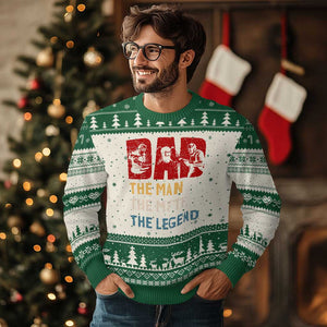 Dad The Man The Myth The Legend Ugly Christmas Sweater Funny Welder Welding TS14 Beige Green Print Your Wear