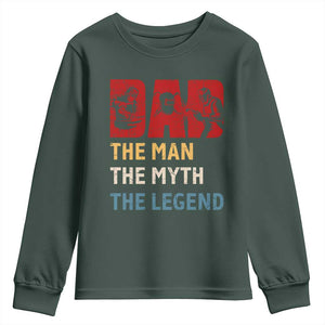 Dad The Man The Myth The Legend Youth Sweatshirt Funny Welder Welding TS14 Dark Forest Green Print Your Wear
