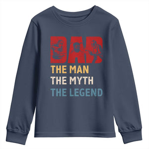 Dad The Man The Myth The Legend Youth Sweatshirt Funny Welder Welding TS14 Navy Print Your Wear