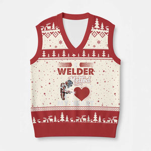 Funny Welding Welder Wife Girlfriend V-Neck Knit Sweater Vest TS14 Beige Red Print Your Wear