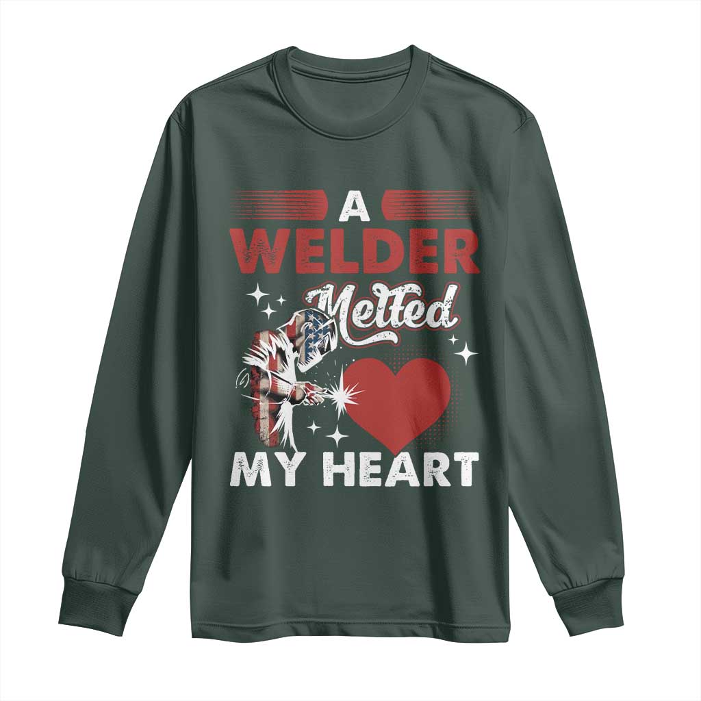 Funny Welding Welder Wife Girlfriend Long Sleeve Shirt TS14 Dark Forest Green Print Your Wear