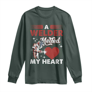 Funny Welding Welder Wife Girlfriend Long Sleeve Shirt TS14 Dark Forest Green Print Your Wear