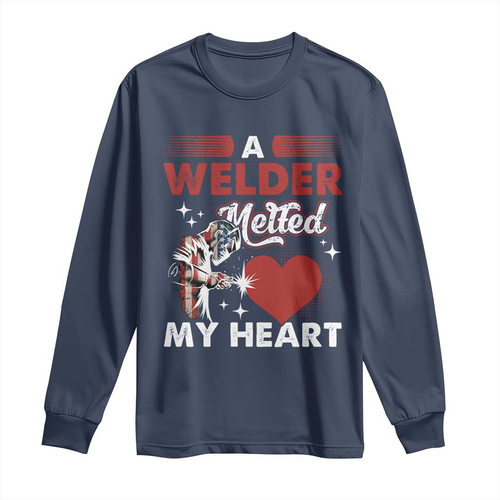 Funny Welding Welder Wife Girlfriend Long Sleeve Shirt TS14 Navy Print Your Wear