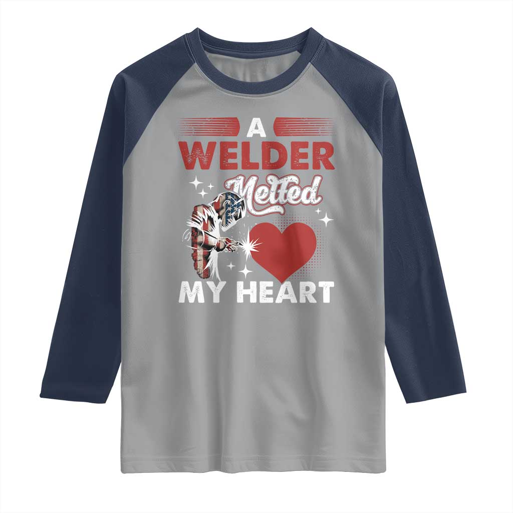 Funny Welding Welder Wife Girlfriend Raglan Shirt TS14 Sport Gray Navy Print Your Wear