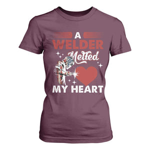 Funny Welding Welder Wife Girlfriend T Shirt For Women TS14 Maroon Print Your Wear