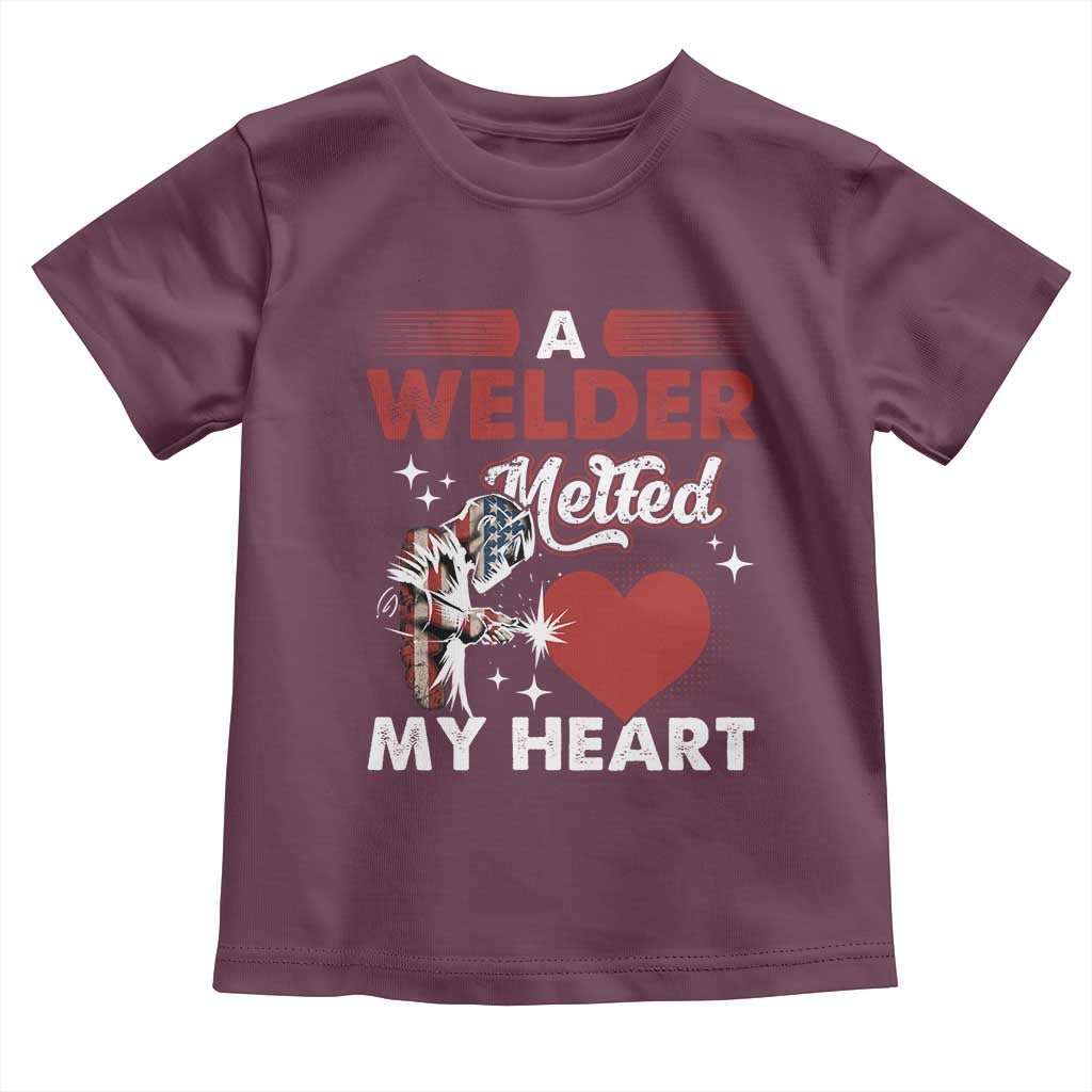 Funny Welding Welder Wife Girlfriend Toddler T Shirt TS14 Maroon Print Your Wear