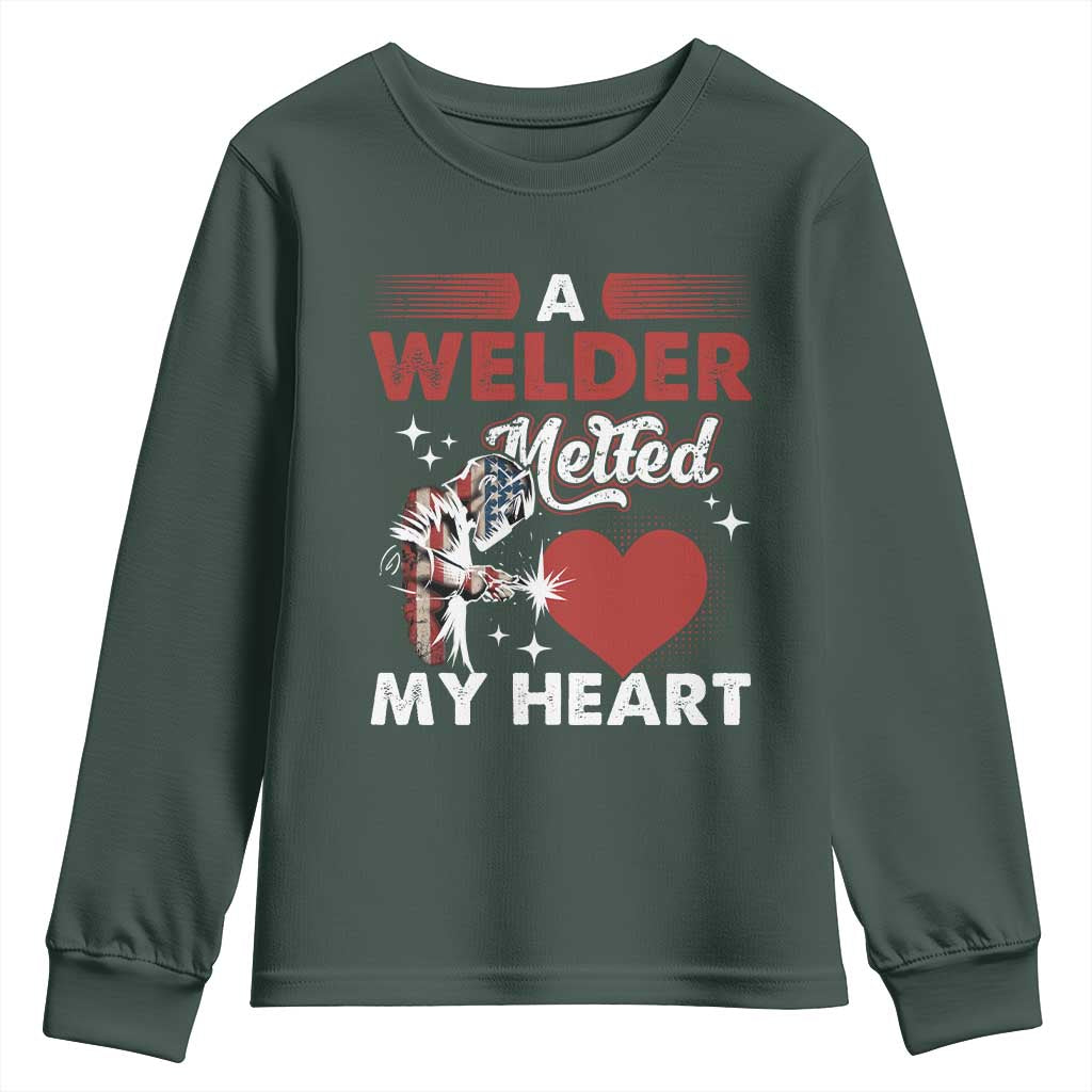 Funny Welding Welder Wife Girlfriend Youth Sweatshirt TS14 Dark Forest Green Print Your Wear