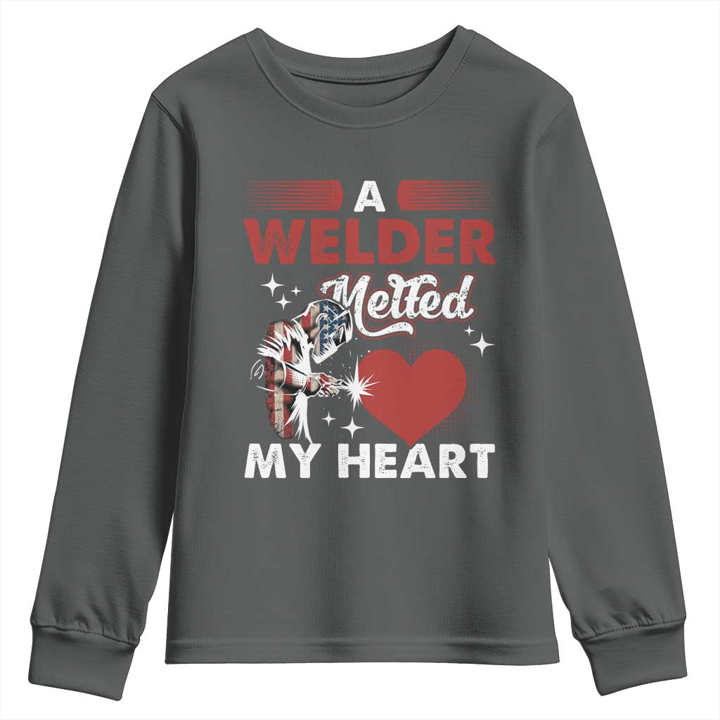Funny Welding Welder Wife Girlfriend Youth Sweatshirt TS14 Dark Heather Print Your Wear