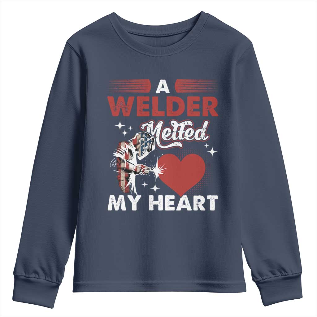 Funny Welding Welder Wife Girlfriend Youth Sweatshirt TS14 Navy Print Your Wear