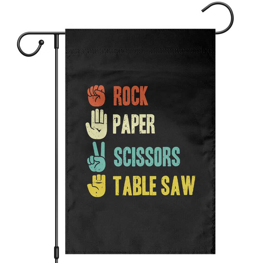 Funny Woodworker Garden Flag Rock Paper Scissors Table Saw TS14 Black Print Your Wear