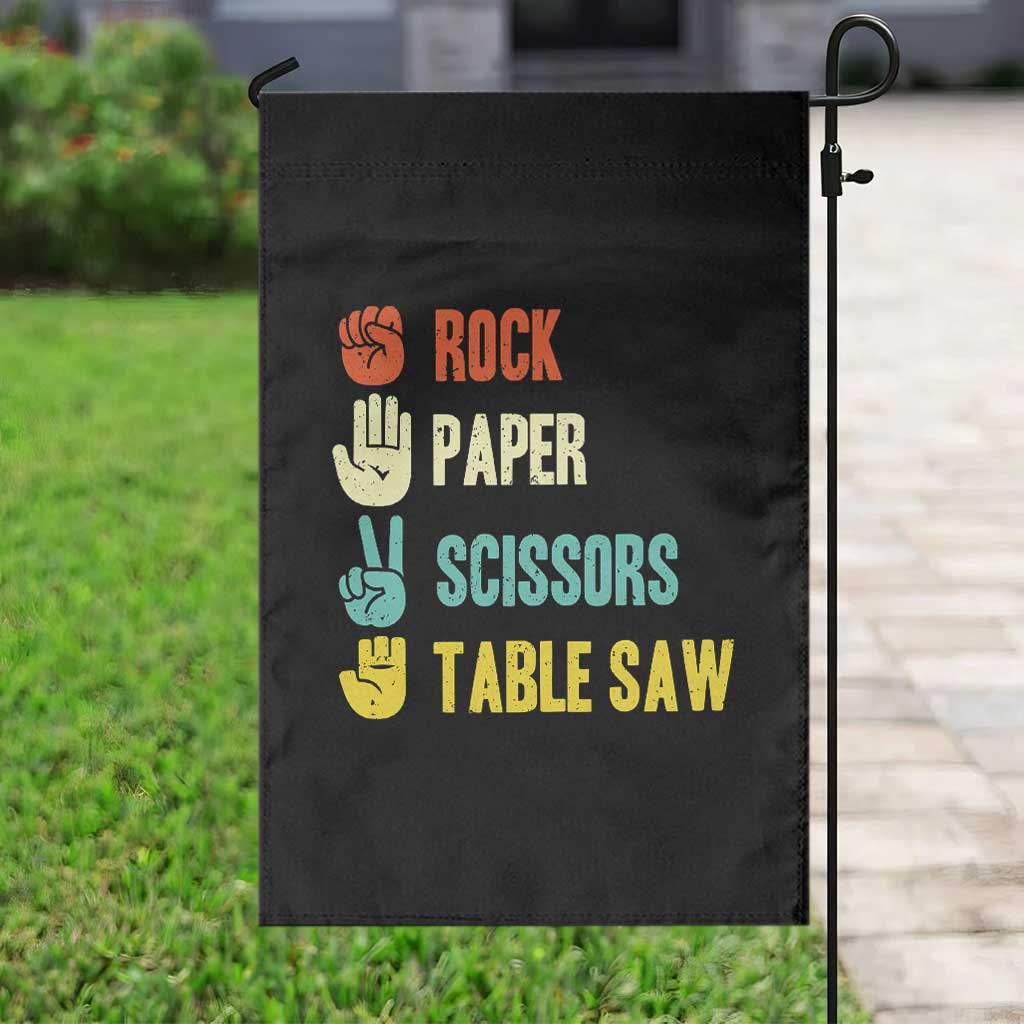 Funny Woodworker Garden Flag Rock Paper Scissors Table Saw TS14 Print Your Wear