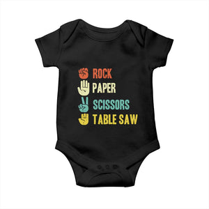 Funny Woodworker Baby Onesie Rock Paper Scissors Table Saw TS14 Black Print Your Wear