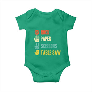 Funny Woodworker Baby Onesie Rock Paper Scissors Table Saw TS14 Irish Green Print Your Wear