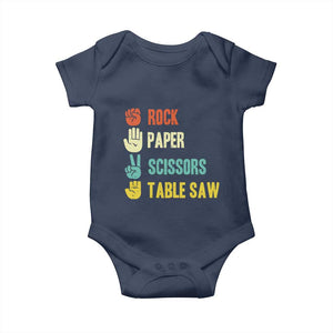 Funny Woodworker Baby Onesie Rock Paper Scissors Table Saw TS14 Navy Print Your Wear