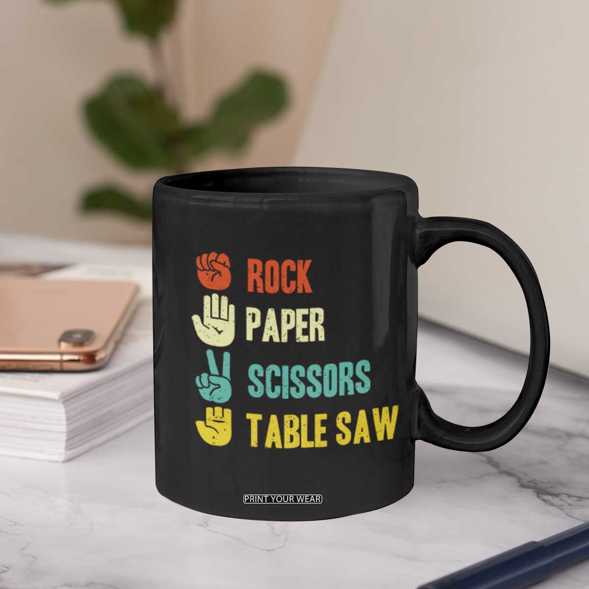 Funny Woodworker Coffee Mug Rock Paper Scissors Table Saw TS14 Print Your Wear