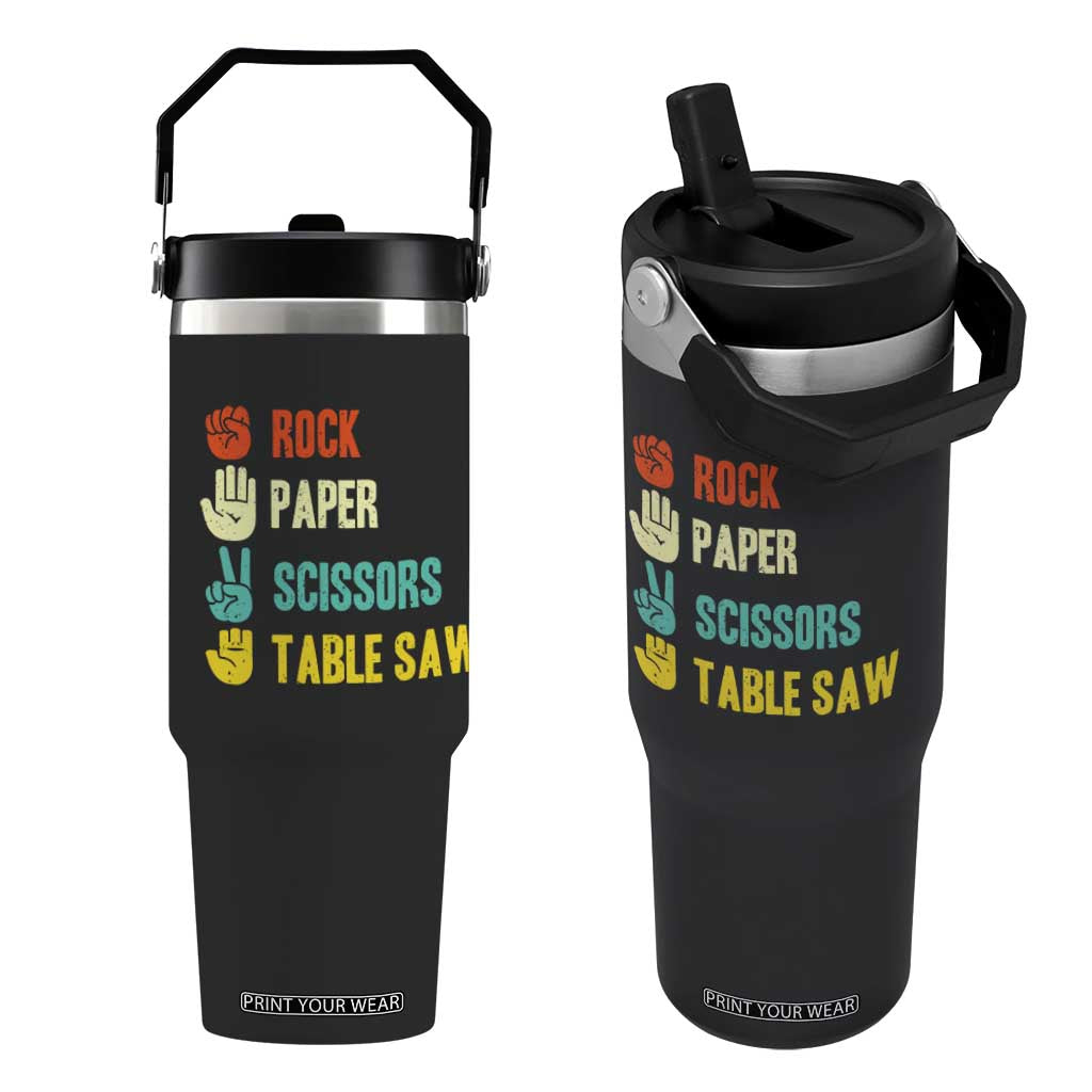 Funny Woodworker Flip Straw Tumbler Rock Paper Scissors Table Saw TS14 One Size: 30 oz Black Print Your Wear