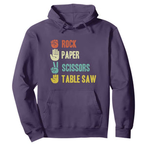 Funny Woodworker Hoodie Rock Paper Scissors Table Saw TS14 Purple Print Your Wear