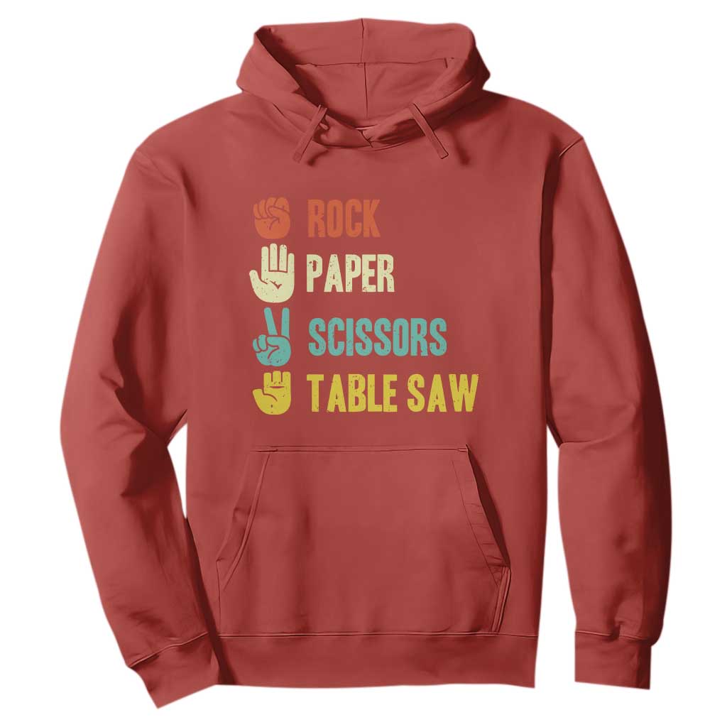 Funny Woodworker Hoodie Rock Paper Scissors Table Saw TS14 Red Print Your Wear