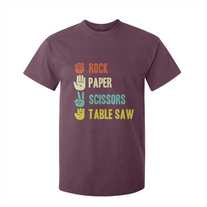 Funny Woodworker T Shirt For Kid Rock Paper Scissors Table Saw TS14 Maroon Print Your Wear