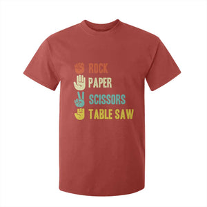 Funny Woodworker T Shirt For Kid Rock Paper Scissors Table Saw TS14 Red Print Your Wear