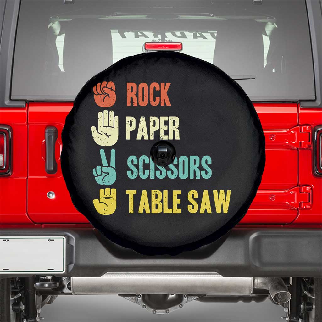 Funny Woodworker Spare Tire Cover Rock Paper Scissors Table Saw TS14 Black Print Your Wear