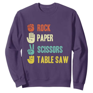 Funny Woodworker Sweatshirt Rock Paper Scissors Table Saw TS14 Purple Print Your Wear