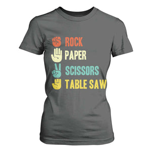 Funny Woodworker T Shirt For Women Rock Paper Scissors Table Saw TS14 Dark Heather Print Your Wear