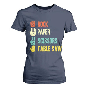 Funny Woodworker T Shirt For Women Rock Paper Scissors Table Saw TS14 Navy Print Your Wear