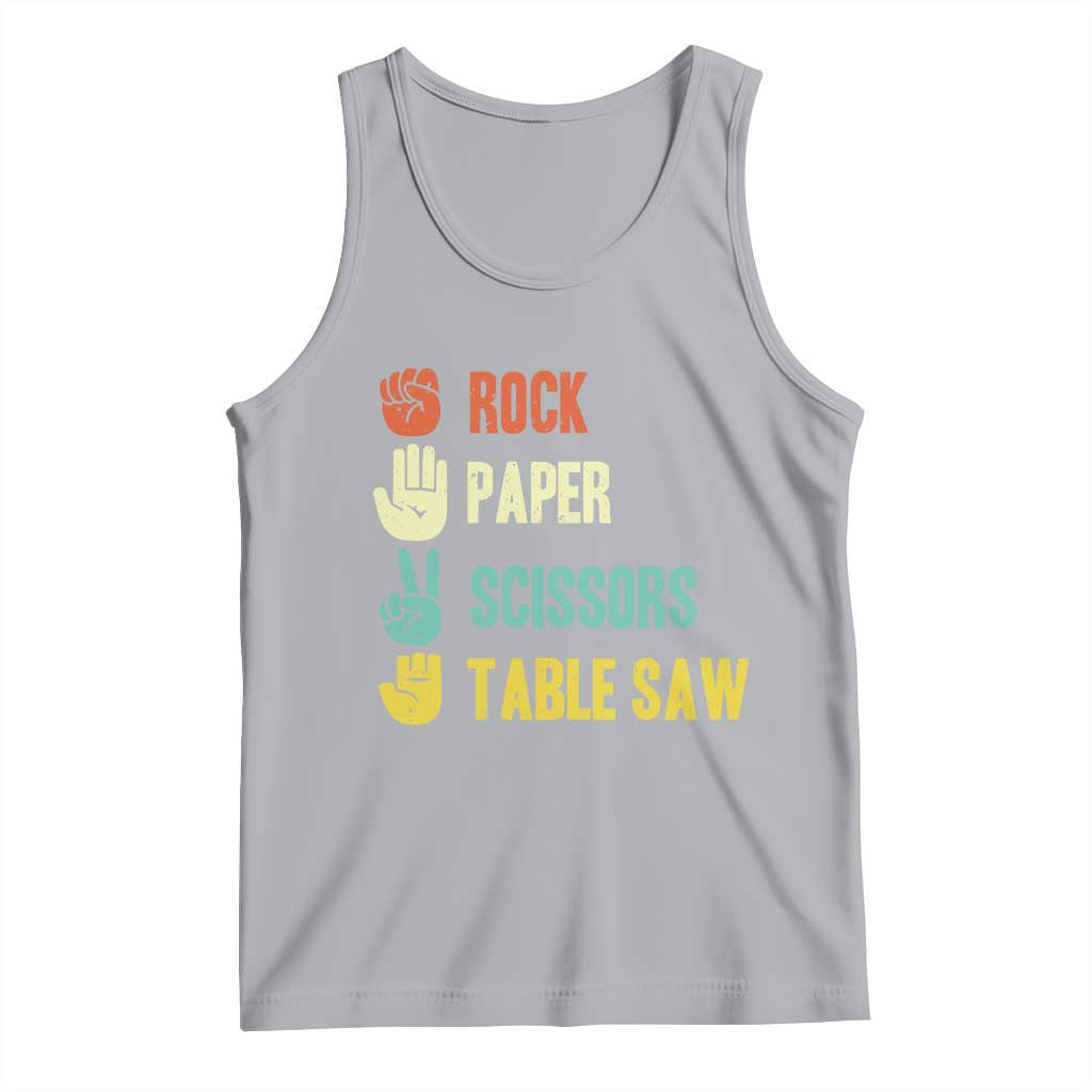 Funny Woodworker Tank Top Rock Paper Scissors Table Saw TS14 Athletic Heather Print Your Wear
