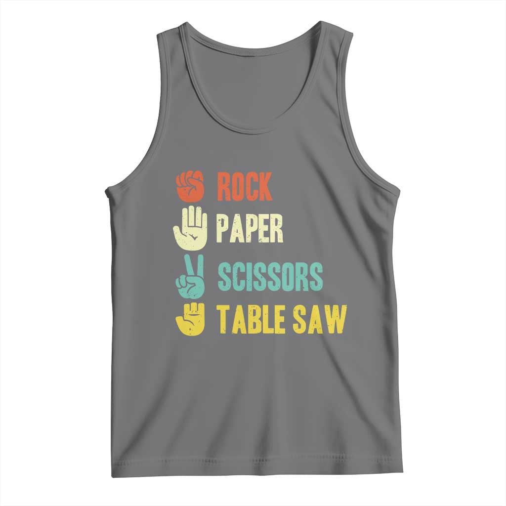 Funny Woodworker Tank Top Rock Paper Scissors Table Saw TS14 Black Heather Print Your Wear