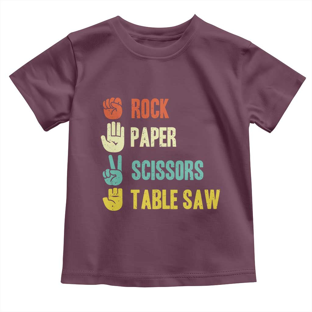 Funny Woodworker Toddler T Shirt Rock Paper Scissors Table Saw TS14 Maroon Print Your Wear