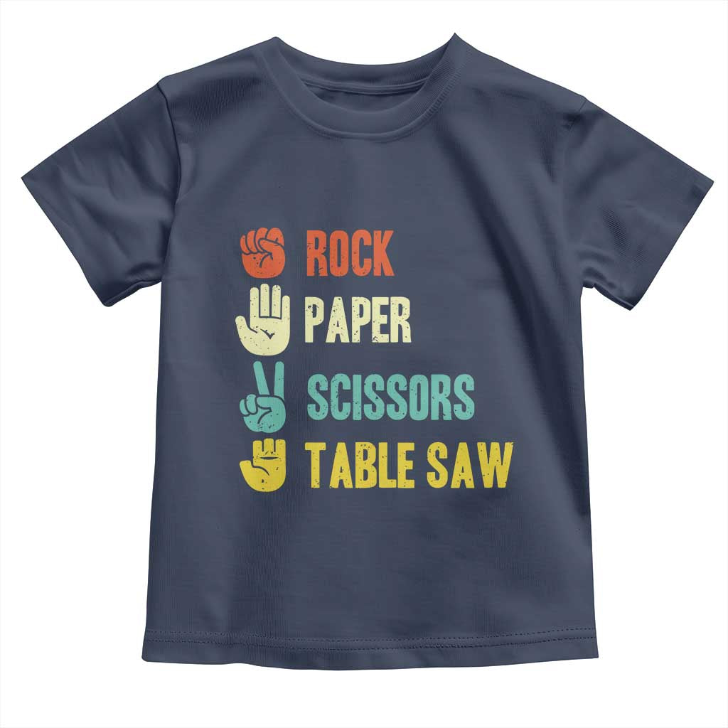 Funny Woodworker Toddler T Shirt Rock Paper Scissors Table Saw TS14 Navy Print Your Wear