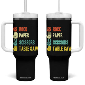 Funny Woodworker Tumbler With Handle Rock Paper Scissors Table Saw TS14 One Size: 40 oz Black Print Your Wear