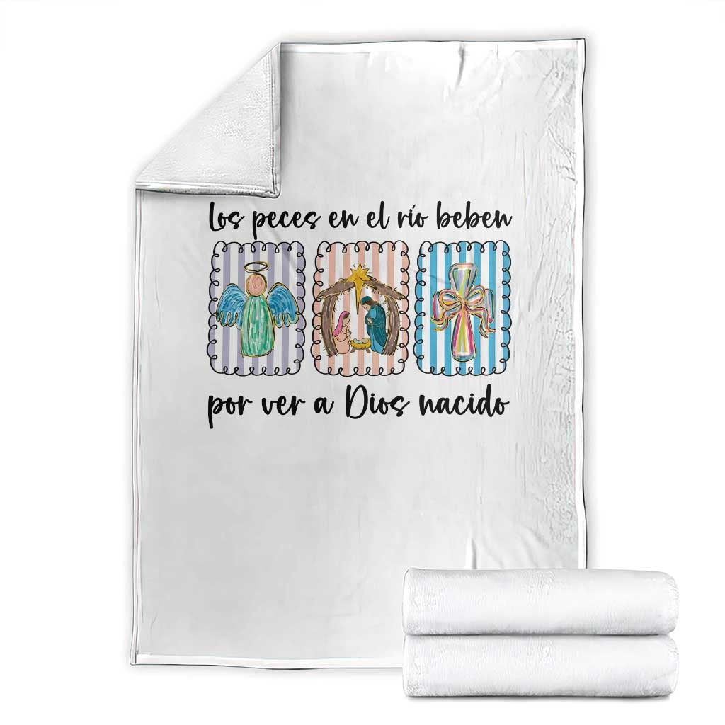 Nativity Scene Christian Christmas Throw Blanket Feliz Navidad TS14 White Print Your Wear