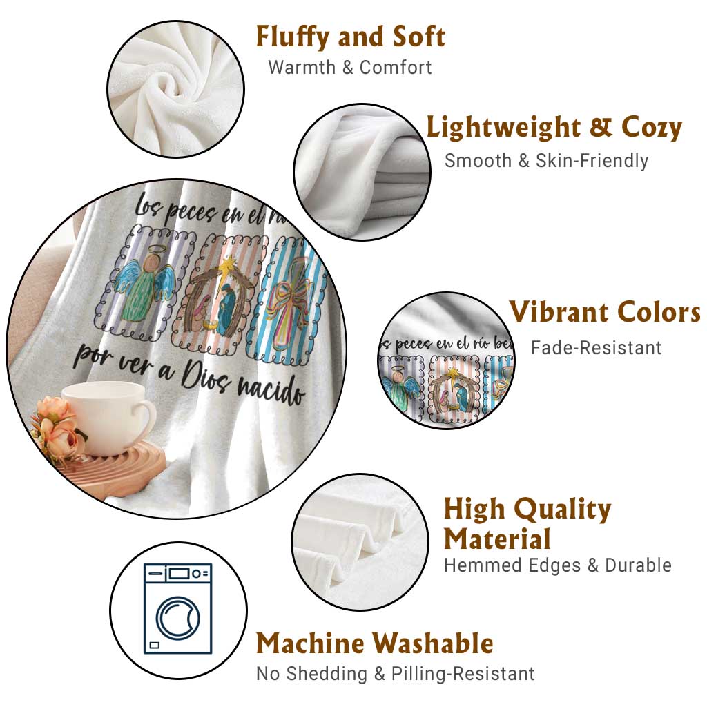 Nativity Scene Christian Christmas Throw Blanket Feliz Navidad TS14 Print Your Wear