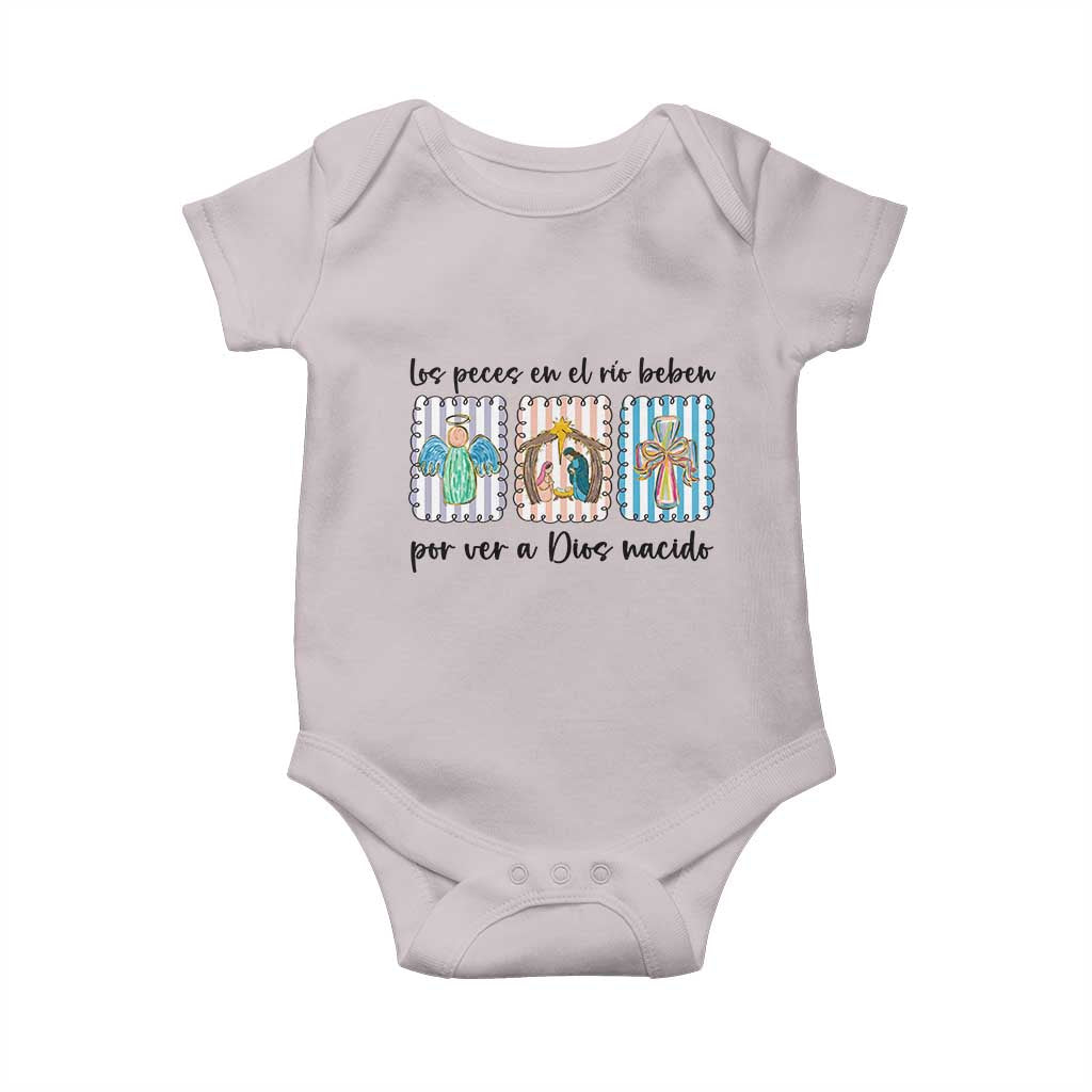 Nativity Scene Christian Christmas Baby Onesie Feliz Navidad TS14 Ice Gray Print Your Wear
